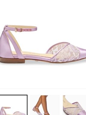 Sarah Flint Parker Lilac Lace Pointed-Toe Ankle-Strap Flats